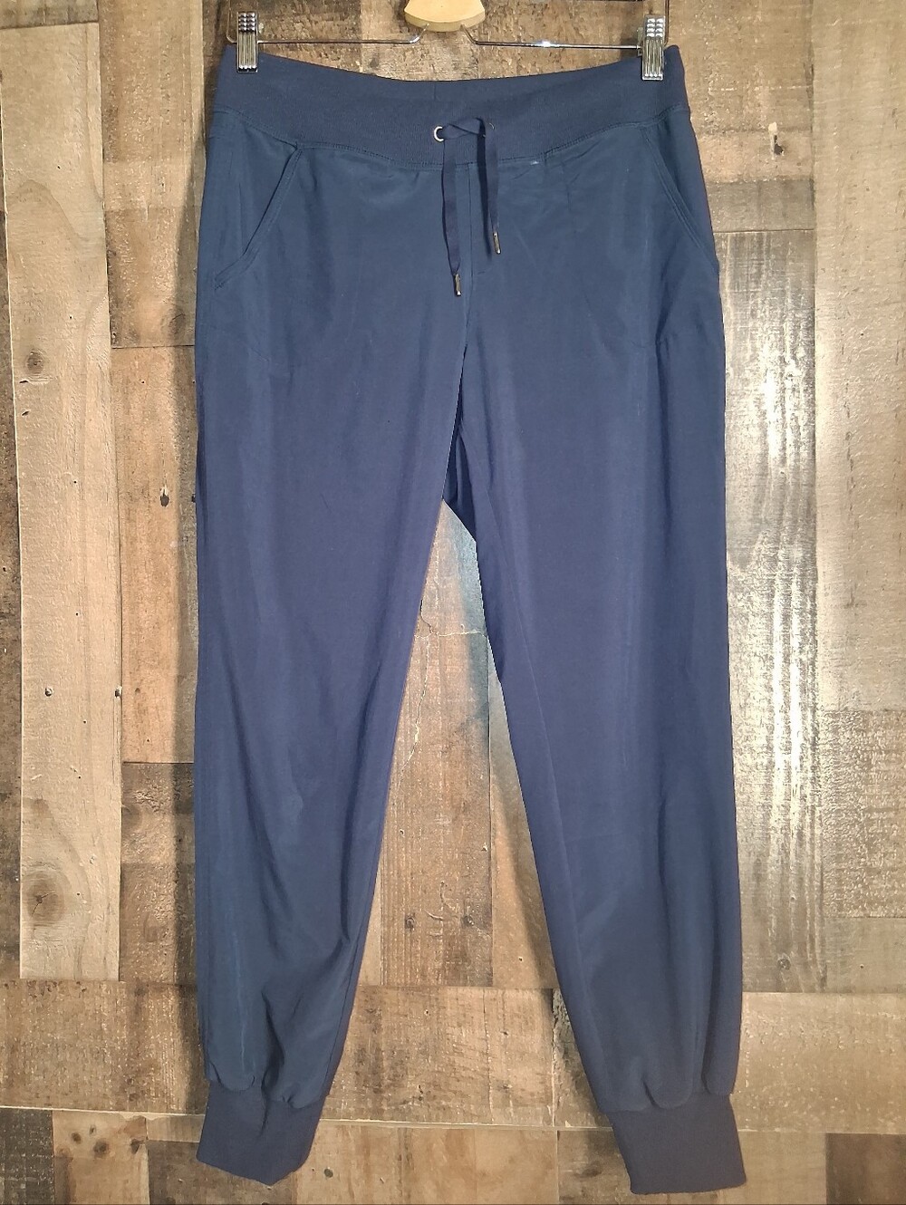 Athleta Jogger Pants Womens 2 Navy Blue Crop  Drawstring Elastic Hem Yoga Hiking